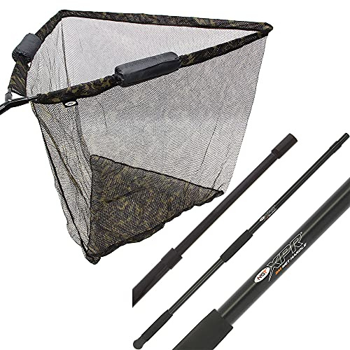 DNA Leisure 42 Dual Float Landing Net Carp Fishing in Camo with 2m Telescopic Handle Pole and Case NGT
