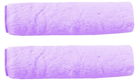 Jagowa 2 Pcs Plush Seat Belt Cover Soft Faux Big Rabbit Fur Shoulder Guard Car Supplies Winter Plush Seatbelt Strap Cover (Light Purple)