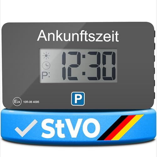 Parkwächter V1 automatische Parkscheibe gemäß der Straßenverkehrsordnung, Digitale Parkscheibe für das Auto, elektronische Parkuhr, grau, 105 x 60 x 13 mm