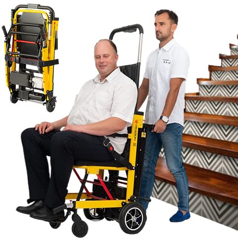 AIBOTY Elektrisk rullstol Stair hissar, Folding Stair klättring rullstol för funktionshindrade och äldre, mobil bärbar Stair rullstol hiss för upp och ner trappor, lastkapacitet 370 kg