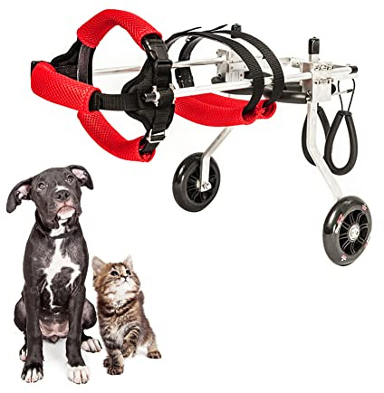Generic Dog Wheelchair, XXS, Adjustable, Lightweight, Pet/Doggie Wheelchairs for Back Legs Assist Small Pets with Paralyzed Hind Limbs to Recover Their Mobility
