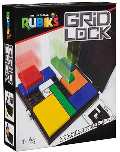 Rubik’s Cube, Gridlock Game, The Problem-Solving Puzzle Game Based on The Iconic Rubik’s Cube, Problem-Solving Brain Teaser, Classic Color-Matching Puzzle, 1 or More Players, for Ages 7 & Up