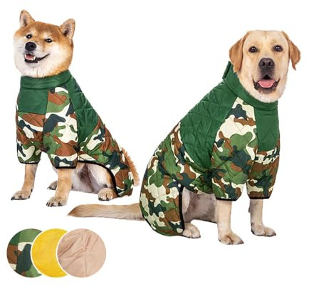 Fansu Abrigo Perro 5-40kg Perros, Chaqueta Ropa para Perros, Perro Grande Chaqueta de Algodón Chaleco Caliente a Prueba de Viento, Ropa de Invierno para Mascotas para Perros (3XL,Verde Militar)