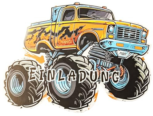the lazy panda card company Monster Truck Einladung - 12 Einladungskarten Kindergeburtstag Geburtstagseinladungen Monster Auto Truck Geburtstag (12 x Monster Truck)