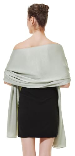 BEAUTELICATE Damen Stola Schal Damen Festlich Elegante Seide Satin Tücher Schultertuch mit Einzigartig Textur für Brautkleider Abendkleider Sommer Hochzeit (Salbeigrün, Einheitsgröße)