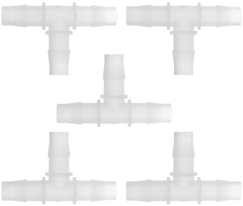 Hihaha Plastic Hose Barb Fitting t Shaped 3 Way Pipe Connectors Tube Joint Splicer Mender 1/2'' 5pcs Clear