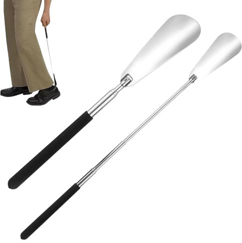 Schuhlöffel Lang Ausziehbarer Schuhanzieher Teleskopisch 26~63cm 2 Stück Metall Reiseschuhlöffel für Herren Damen Senioren