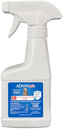 ADAMS Plus Flea & Tick Dog and Cat Spray, Kills Fleas & Ticks, Repels Mosquitoes, Prevents Flea Infestations for up to 2 Months, Flea Treatment for Dogs, Cats, Puppies, & Kittens, 8 Fl oz