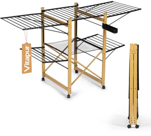 VITAPUR Stendibiancheria DryMax Wing, Stendino Allungabile, 2 Ali Laterali, Aste telescopiche Estendibili, Salvaspazio Asciugatrice per Balcone