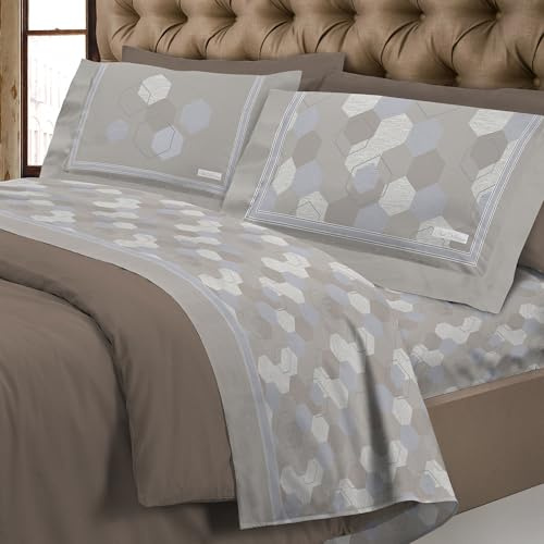 PENSIERI DELICATI Completo Letto Matrimoniale, Flanella 100% Cotone Caldo e Morbido, 2 Piazze 180x200cm, Include Lenzuolo Sotto, Sopra e 2 Federe, Made in Italy, Bologna Beige