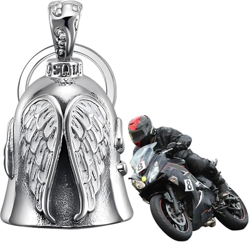 XNZMYN Llavero Moto Campana Guardiana | Personalizado | Anillo Colgante | Motocicletas, Vehículos Eléctricos, Bicicletas, Coches | Amuleto de Protección y Buena Suerte (Plata)