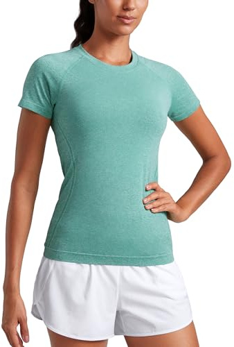 CRZ YOGA Seamless T-Shirt Hip Length Cascadia Green 16