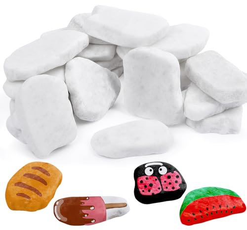 Niuny Sassi da Dipingere 20pcs 3-5cm Sassi Bianchi Pietre Piatte per Pittura Ciottoli Dipinti Ciottoli Pietre per Pittura Piatte da Dipingere per Pittura Fai Da Te Pittura Acquari Casa e Giardino