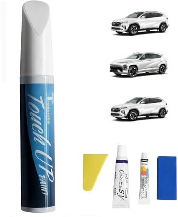 Treesiche Retouche de Peinture pour Hyundai, Stylo Efface Rayure Voiture, Stylo de Retouche 2 en 1 Avec Pinceau Efface Rayure Voiture, Polar White (PYW)