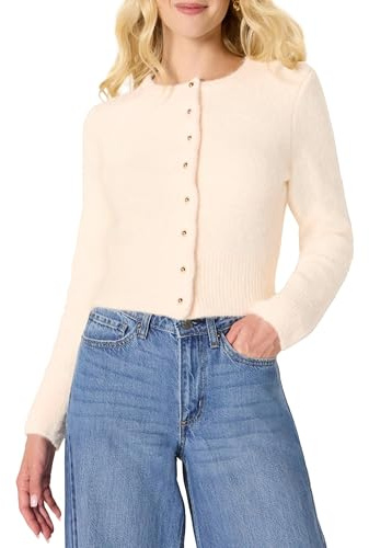 Amazon Essentials Cárdigan con Botones de Mohair Sintético de Corte Estándar Mujer, Crema, M