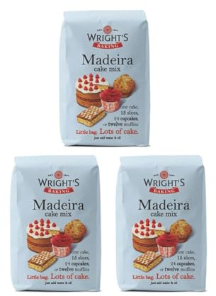 Madeira Cake Mix 3X500g – Traditional Homemade Style Vanilla Butter Cake Mix – Easy to Bake, Just Add Water & Oil – Moist, Tender, Versatile Base for Loaf Cakes, Gateaux, Slices