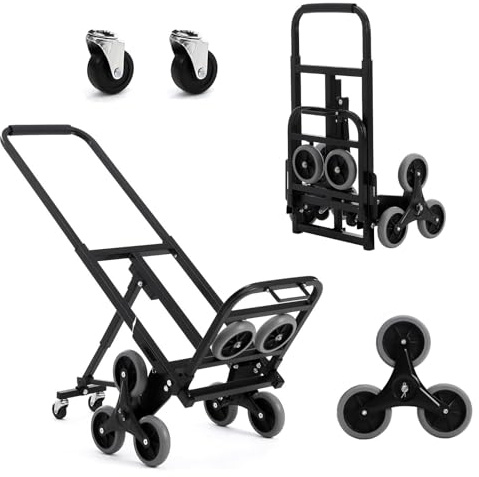 330 LBS Stair Climbing Dolly for Stairs, 10-Wheel Stair Climbing Cart, Folding Climber Hand Truck Dolly with Telescoping Handle for Moving, Office & Warehouse