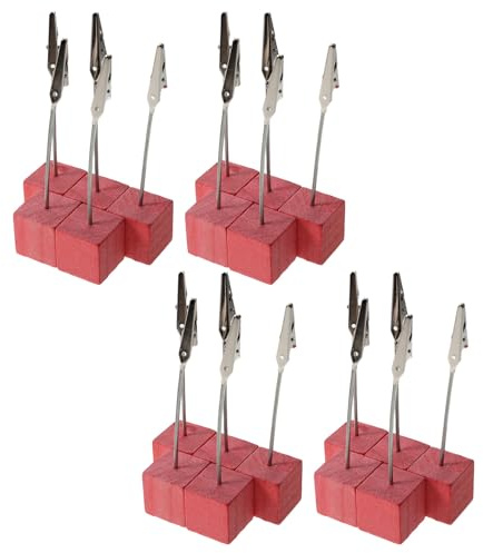 NIYANGLE 20 pièces Lot de Porte-cartes Bois avec Pince Métal Support de Notes et Numéros de Table pour Mariage Bureau et Décoration de Fête Organisateur de Cartes Élégant et Robuste