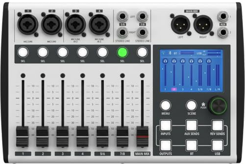 Mezclador digital Thornton DM08X, 8 canales, pantalla táctil, interfaz de audio USB, DSP, control Wi-Fi, Bluetooth