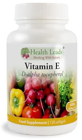 Vitamin E 400IU | Natural D-Alpha Tocopherol | 120 Capsules | Health Leads | Natural D-Alpha Vitamin E, not synthetic DL-Alpha. High-strength 400IU, 4-month supply and no magnesium stearate.