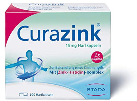 Curazink Hartkapseln - Arzneimittel zur Anwendung bei einem klinisch gesicherten Zinkmangel - hochdosiert mit 15 mg Zink im einzigartigen Zink-Histidin-Komplex, 100 Stück