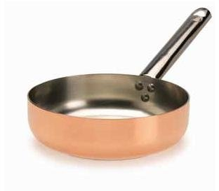 Pentole Agnelli ALCU111PI20 Padella in Rame stagnato con un manico tubolare inox e fondo Induzione, 20 cm