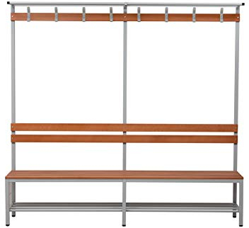 Schrank & Stuhl Umkleidesitzbank 200 cm mit Hut- & Schuhrost