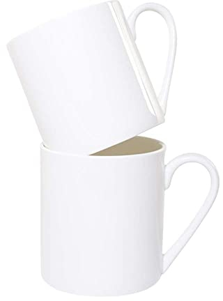 Pair of Large 1pt Bone China Mugs in Plain White.