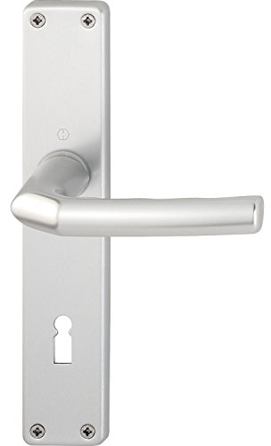 HOPPE 5x Drückergarnitur BIRMINGHAM - auf Langschild Buntbart Entfernung 90mm, für Türstärke 30-49mm, silber eloxiert
