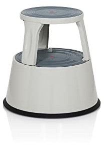 hjh OFFICE Tritthocker TIO-M II Metall Elefantenfuß, Höhe 42 cm, bis 150kg belastbar, mit Rollen 830008 Hellgrau