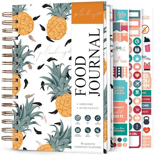 Planberry Food Journal for Women, Weight Loss Tracker, Pineapple