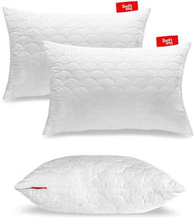 Softimi Gestepptes Premium Kissen 2er Set 50x80 cm Antiallergisch - Anti-Milben - Geruchlos sofort verwendbar - Mit Härteeinstellung (2er Set 50x80 cm)