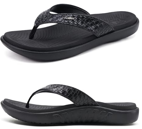 KuaiLu Womens Flip Flops Ladies Yoga Mat Comfortable Walking Thong Sandals With Plantar Fasciitis Arch Support Slip On Indoor Outdoor For Summer
