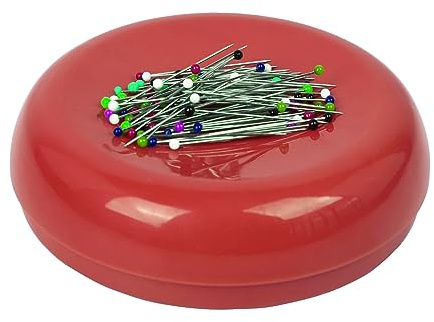 Dolstar Puntaspilli magnetico con 100 puntine in plastica, supporto magnetico per cucito e trapuntatura (rosso)
