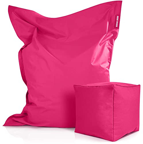 Green Bean© Set da 2 poltrona a sacco XXL con pouf riempiti con perline EPS - Poltrona a sacco gigante 140x180 Cuscino per sdraiarsi Sedia Lounge Cuscino per pavimento