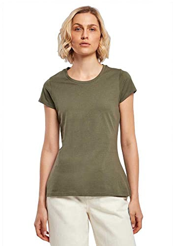 Build Your Brand Damen Basic Tee – Figurbetontes Baumwoll T-Shirt mit Rundhalsausschnitt & kurzen Ärmeln, ideal für Alltag, Freizeit & Veredelung,Olive,M
