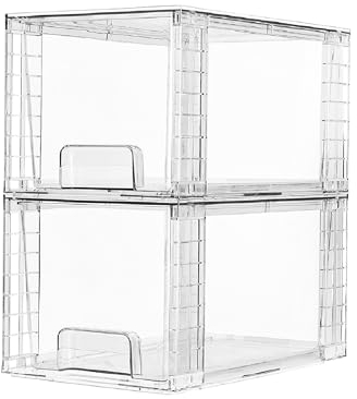 Vtopmart 2 Pack Large Stackable Storage Drawers, Clear