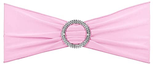 PATIKIL 14x5 Estiramiento Silla Fajas Lazos, 10 Paquete Elástico Silla Bandas Fajas con Hebilla Deslizador para Boda Banquete Decoraciones, Rosa
