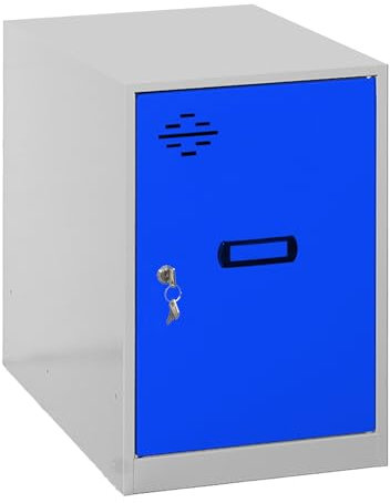 Simon Rack Casier Vestiaire Metallique Petit, 475x400x500 mm, Armoire Metallique Petit, Comprend la Clé, Gris/Bleu - Simonlocker