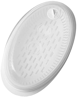 GRIRIW 1Pc Vegetable Basket Vegetable Rice Cooker Microwave Fish Pan Oval Rice Steam White Food Grade Pp Microwave Oven, W231V228P835XFZ0WK27YY