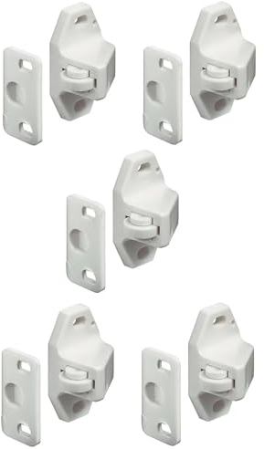 cyclingcolors 5x pestillos golpete resorte muelle blanco + 5x contrapieza rodillos cierra puerta armario muebles