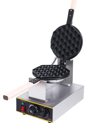 Bubble Waffle Maker de Estilo de Hong Kong 1400W,Placa de Horneado Intercambiable y Antiadherente,Maquina De Gofres Gofrera Profesional Waffle Bubbles para Restaurante(Size:Cabeza única)