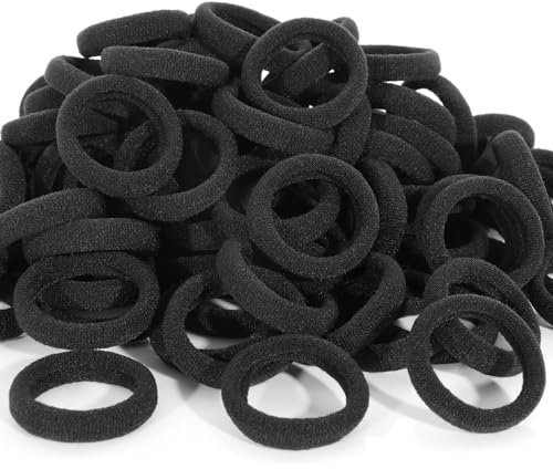 QRTVI 120 Pcs Baby Hair Ties, Cotton Toddler Hair Ties for Girls and Kids, Small Seamless Hair Bands Elastic Ponytail Holders(Black)