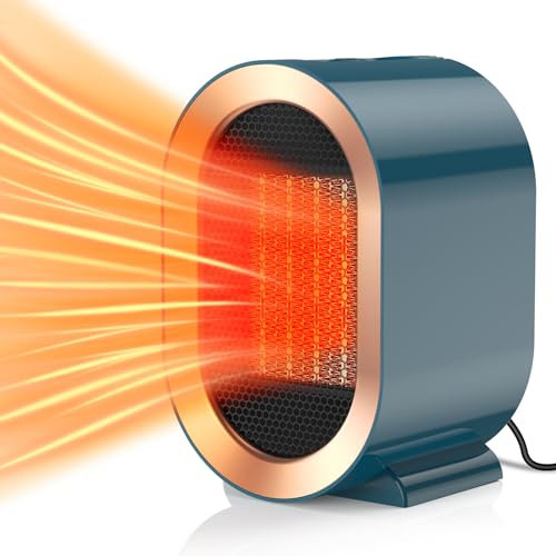Chauffage Soufflant 1200W, Chauffage électrique avec 2 modes, Portable PTC en céramique 3S chauffage rapide Silencieux, Chauffage Personnel pour Bureau à Domicile, bleu