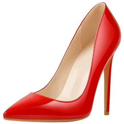 blingqueen Stiletto Heel Pumps for Women Pointed Toe High Heels Wedding Shoes Sexy 4.7 Inch Heel for Women Pole Dancing Shoes Casual Court Shoes Red Party Dress Size 9 UK