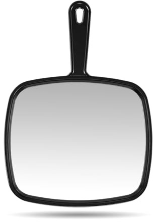 PROTECLE Espejo de mano, 12.4 pulgadas de largo x 9 pulgadas de ancho, espejo de mano con asa, cuadrado negro