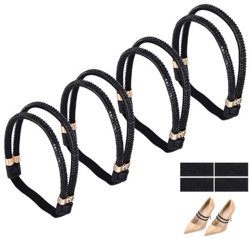 sourcing map High Heels Shoe Straps, Rhinestone Elastic Shoe Straps Heels Detachable Ankle Straps Replacement