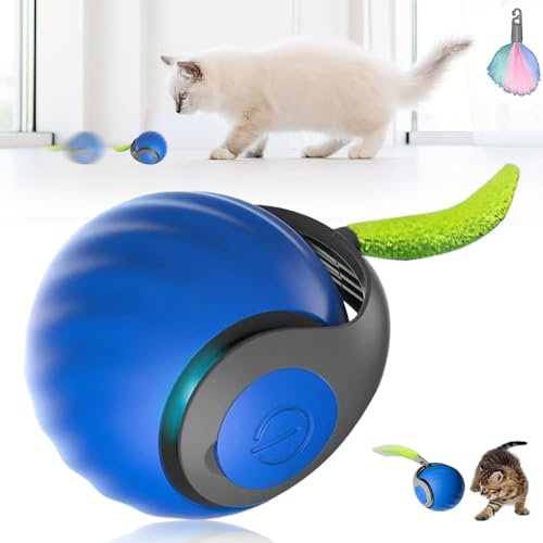 HOIDOKLY Speedy Tail 2.0, Speedy Tail Katzenspielzeug, Automatisch beweglicher Haustier-Spielzeugball, intelligenter interaktiver Katzenspielzeugball, drei Modi-Schaltungen, lindert Angst (blau)