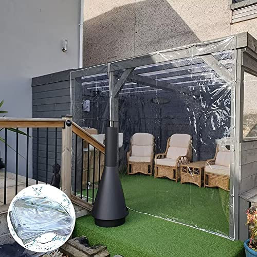 Rideaux d'extérieur en PVC imperméable transparent pour tonnelle 1 m x 1,5 m Couverture de pavillon de terrasse 500 g/m²