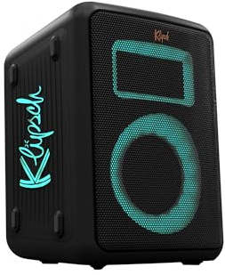 Klipsch Vegas Music City Party Speaker - Six Light Show Settings, 8 Hour Battery Life, IPX4 Rated, Pole mountable and Mic Included!